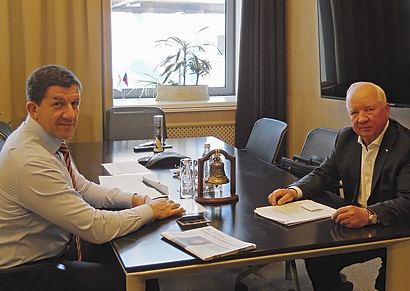 Встреча председателя Профсоюза Анатолия Назейкина с президентом ПАО «Ростелеком» Михаилом Осеевским.